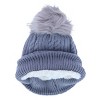 CTM Women's Knit Winter Beanie with Cuff and Synthetic Fur Pom - 2 of 4