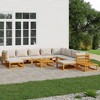 vidaXL 12 Piece Wooden Patio Furniture Set Sofa/Seats with Light Gray Cushions - Solid Acacia Wood – Lounge for Outdoors, Garden, Deck - 2 of 4