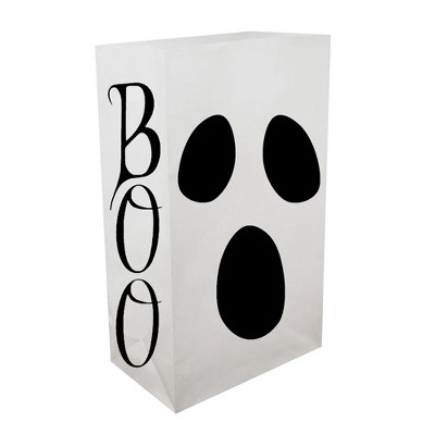 LumaBase Plastic Luminaria Bags, Ghost - Set of 12