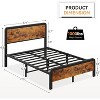 Garvee Twin/Full/Queen Wood Bed, Rustic Headboard, Underbed Storage, Heavy Duty Frame, Noise-Free, Easy Assembly, Rustic Brown - 2 of 4