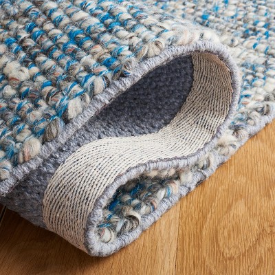 Handmade Blue and Gray Wool Runner Rug