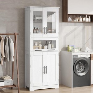 Tall Bathroom Cabinet, Narrow Storage Cabinet , 67” Freestanding Floor Linen Slim Cabinet for Laundry Room, Kitchen, Living Room, Small Spaces - 1 of 4