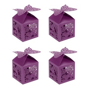 Unique Bargains Durable Paper Hollow Design Bright Color Elegant Appearance Gift Box 2"x2"x3.1" 25 Packs - 1 of 4