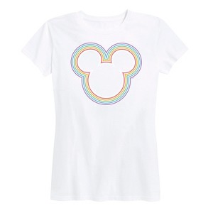 Women's - Disney - Rainbow Outline Mickey Silhouette Short Sleeve Graphic T-Shirt - 1 of 4