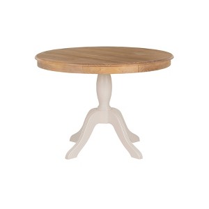 Tobin Traditional Pedestal Dining Table White/Natural - Linon - 1 of 4