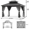 Hardtop Gazebo 10x12FT, Aluminum Frame Canopy with Double Metal Roof, with Netting, All Weather Permanent Pavilion for Backyard, Patio and Deck, Grey - 2 of 4