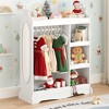 Kids Wardrobe with Storage & 3 Hooks,Kids Dress up Storage with Mirror,Kids Closet for Girls Boys, Open Hanging Armoire Wardrobe Closet for Bedroom - 4 of 4