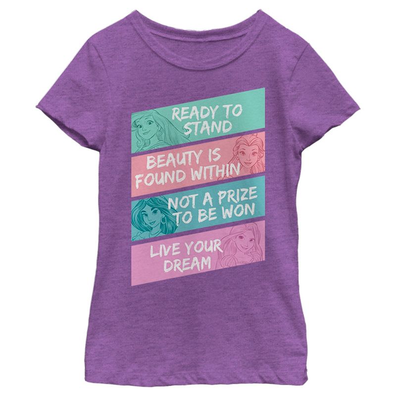 Girl's Disney Princess Motto T-Shirt, 1 of 5