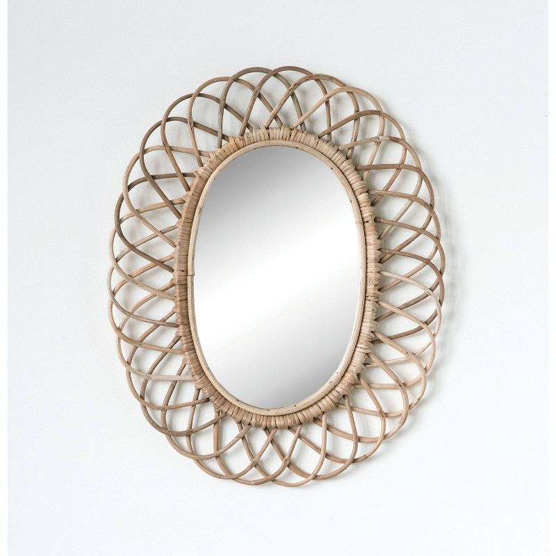 Oval Woven Bamboo Wall Mirror Brown - Storied Home, 3 of 12