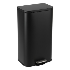 Kitchen Trash Can, Rectangular Stainless Steel Garbage Can with Removable Inner Bucket, Step-on Wastebin with Soft-Close Lid for Home Office - 1 of 4