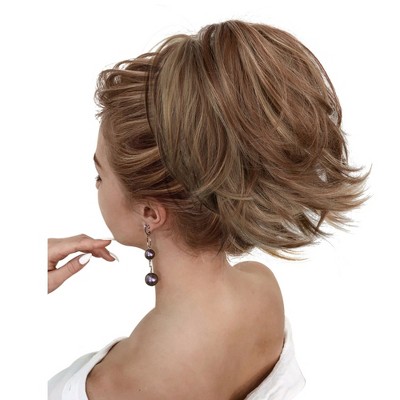 Alilang Short Tousled Layered Ponytail Hairpiece with Claw Clip Heat Resistant Synthetic Hair Natural Texture