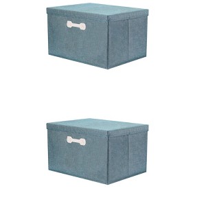 REGALWOVEN Collapsible Fabric Storage Bin with Lid and Handle for Shelves Closet 2 Pcs - 1 of 4