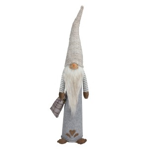 Northlight Boy Gnome with Plaid Toy Sack Christmas Figure - 23" - Gray and Brown - 1 of 4