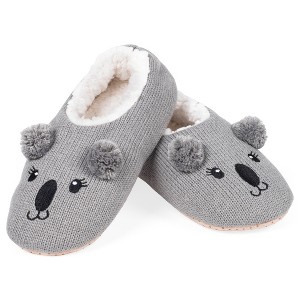 Elanze Designs Koala Grey Women's Animal Cozy Plush Lined Non Slip Fuzzy Slipper - Large - 1 of 4