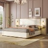 Christopher Knight Home Velvet Upholstered Bed with 2 Built-in Led Lights and 2 Side Panels - 2 of 4