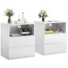 ORRD Set of 2 Nightstands with USB-C Charging, 2-Drawer Wood Storage Cabinet – White - 3 of 4