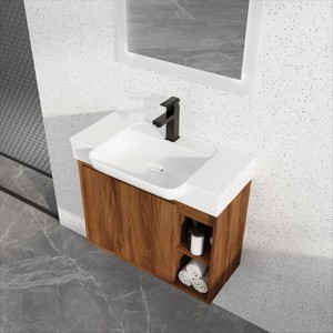 GDFStudio Ryan Wall-Mounted Bathroom Vanity with Ceramic Sink and Soft-Close Door - 1 of 4