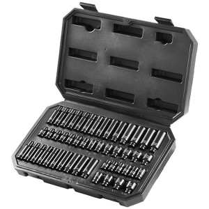 VEVOR Drive Impact Socket Set 1/4"  - 14 Piece Deep Socket Set Metric 4-15mm - 6 Point Cr-Mo Alloy Steel for Auto Repair - Easy-to-Read,BLACK - 1 of 4