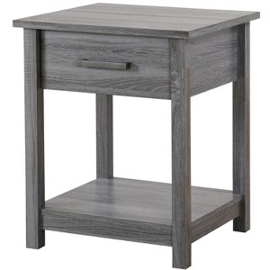 Vynxaria Chic Contemporary Nightstand - Gray, 24"Hx20"Wx19"D, Space-Efficient, Durable Construction, Easy Assembly, Bedroom Furniture - 1 of 4