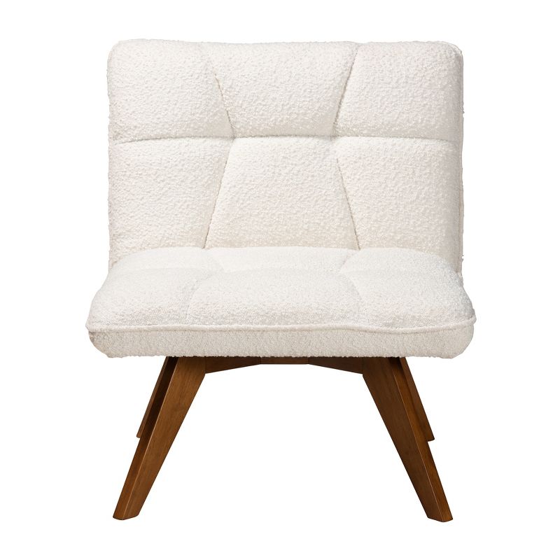Baxton Studio Darielle Japandi Cream Boucle Fabric and Walnut Brown Finished Rubberwood Accent Chair, 3 of 11