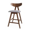 Mid-Century Modern Counter Stools Set of 2, Upholstered Seats with V-Shape Rubberwood Frame and Footrest - 4 of 4