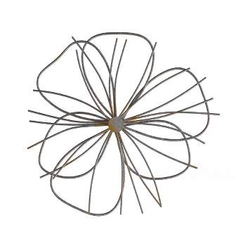 Wall Decor - Metallic Layered Wire Flower Sculpture - Contemporary Hanging Accent for Living Room, Bedroom, or Kitchen by Lavish Home (Silver/Gold)