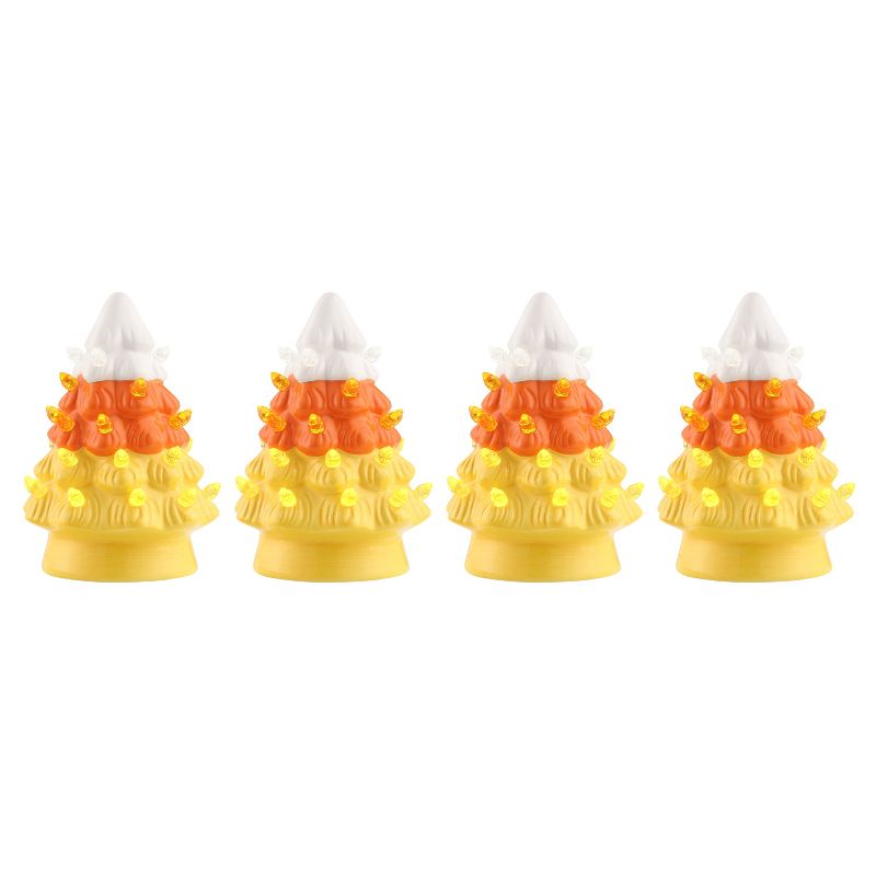 Mr. Halloween Ceramic LED Candy Corn Trees - 5.5" - Set of 4, 1 of 7