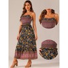 INSPIRE CHIC Women's Summer Spaghetti Strap A-Line Flowy Smocked Midi Boho Floral Sundresses - 2 of 4