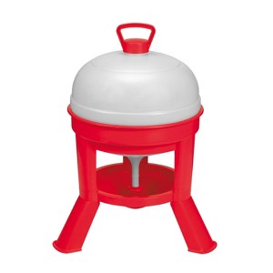 Little Giant DOMEWTR8 5 Gallon Tank Heavy Duty Plastic Dome Poultry Gravity Waterer Feeder for Chickens and Ducks or Other Birds with 3 Legs, Red - 1 of 4