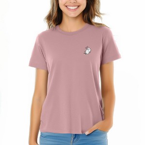 DALIX Heartly Ghost Embroidered Soft Cotton Short Sleeve T Shirt Womens - 1 of 4