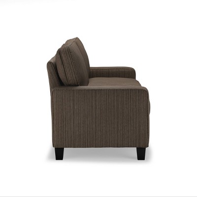 Palisades Compact Linen Fabric Sofa with Wood Accents, Riverfront Brown