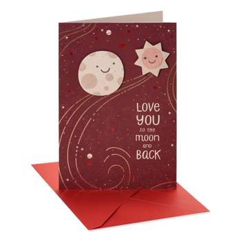 Valentine's Day Card Moon Sun and Stars