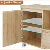 Homhougo Rattan TV Stand for 70 Inch TV, Boho TV Entertainment Center, Wooden TV Console with Drawer and 2 Cabinets, Media Console Cabinet, Natural - 4 of 4