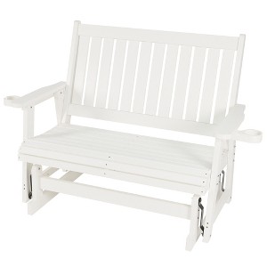 Fortune Candy Poly Lumber Patio Glider – 2-Seater with Ergonomic Deep Seat, High Backrest, Cup Holders, for Outdoor Garden, Yard, or Deck - 1 of 4