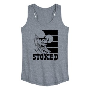 Women's - Peanuts - Stoked Graphic Racerback Tank - 1 of 4