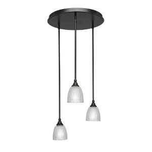 Toltec Lighting Empire 3 - Light Pendant in  Dark Granite with 5" Clear Ribbed Shade - 1 of 1