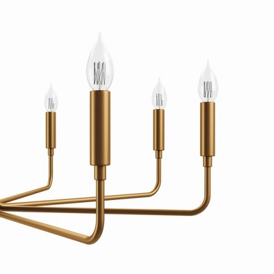 Satin Brass 8-Light Candle Chandelier with Adjustable Rod