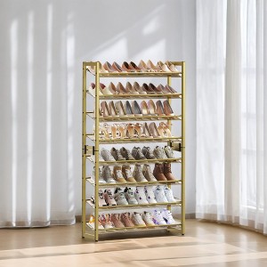 Shoe Rack, 8-Tier Shoe Organizer, Metal Shoe Storage, Entryway, Set of 2, 4-Tier Stackable Shoe Shelf, with Adjustable Flat or Angled Shelves - 1 of 4