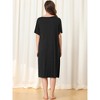 cheibear Women's Nightgown Button Down Short Sleeve Soft Modal Loose Pajama Sleepshirt - 3 of 4
