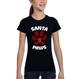 LA Pop Art Santa Paws - Girl's Word Art T-Shirt - 1 of 4
