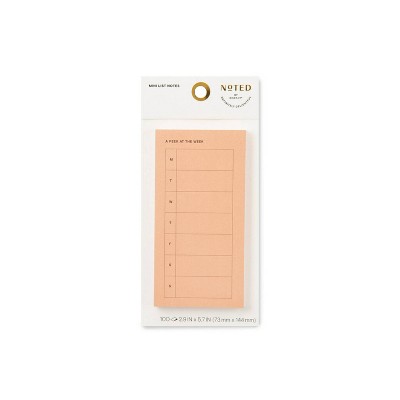 Post-it Peek at the Week List Notepad 100 Sheets - Peach