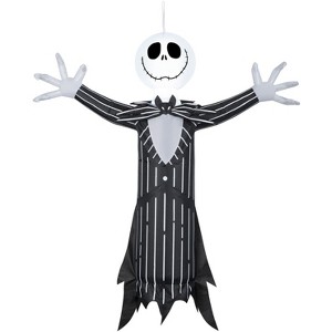 Gemmy Airblown Inflatable Hanging Jack Skellington, 4 ft Tall, Black - 1 of 4