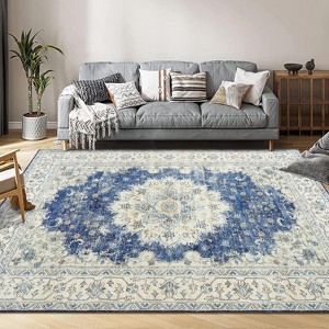 Area Rug Washable Low Pile Carpet with Non-Slip Rubber Backing, Foldable Traditional Rug for Bedroom, Dining Room, Office Living Room - 1 of 4