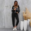 Womens Lounge Jumpsuit Front Zipper Long Sleeve Hooded Jumpsuit Comfy Loungewear One Piece Pajama for Women - 3 of 4