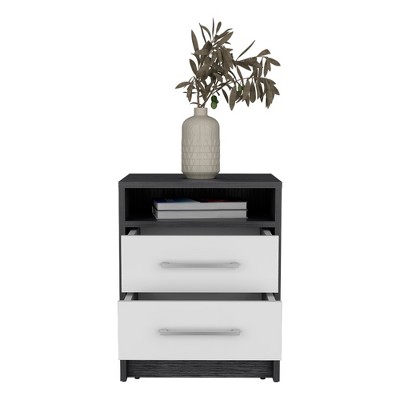 Vynxaria  Nightstand - 2 Drawers & Open Shelf, Metal Hardware for Smooth Use, Durable Bedroom Storage