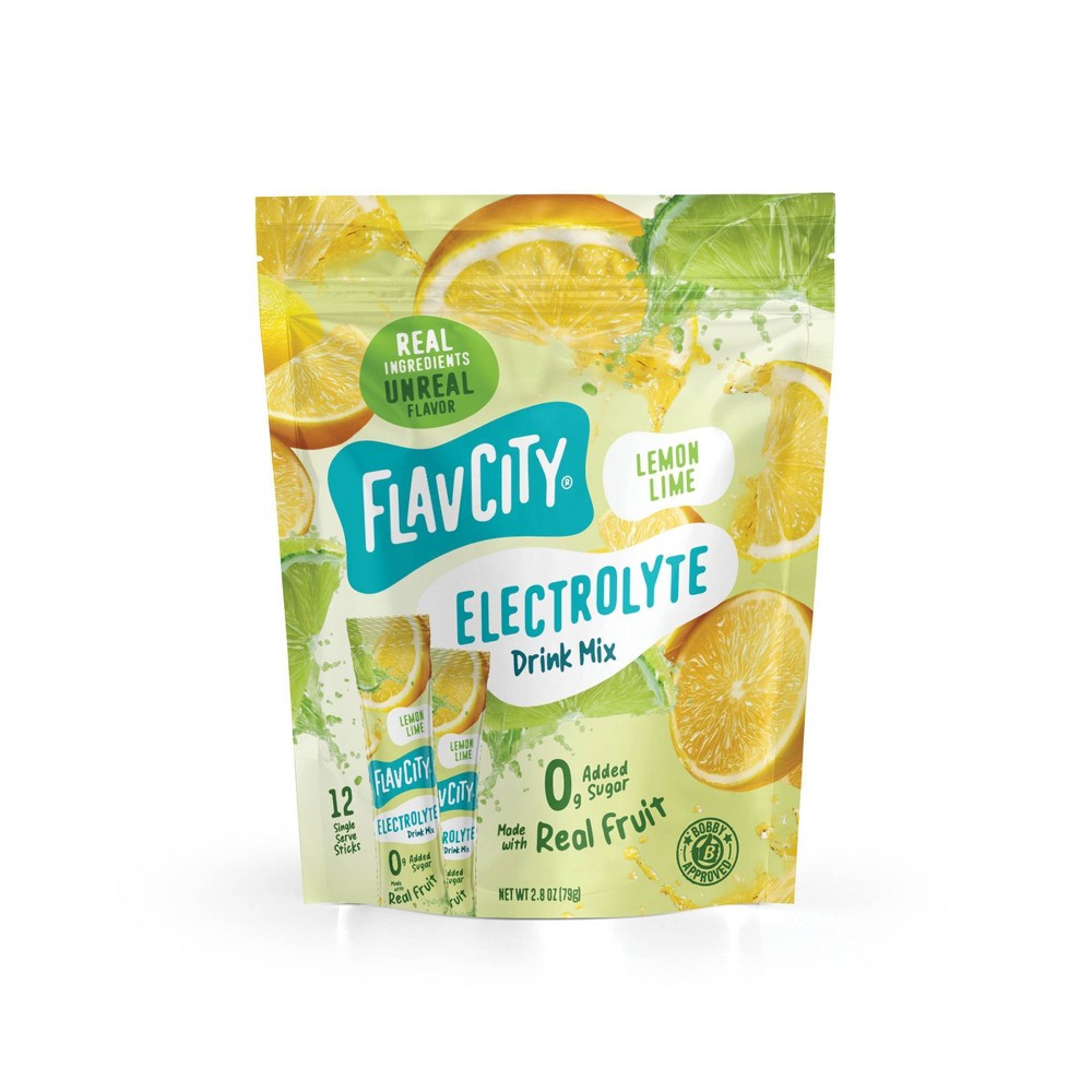 FlavCity Hydration Electrolyte Supplement Powder - Lemon Lime - 2.7oz/12ct