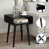 HomeStock Belmont Mid Century Inspired Napa End Table with Open Shelf, Curved Edges, Solid Wood Tapered Legs and Spacious Storage Top - 3 of 4
