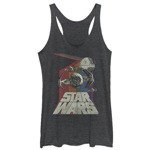 Women's Star Wars Retro Space Travel Racerback Tank Top - 1 of 3