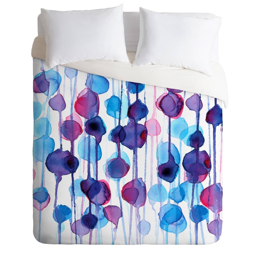 Photos - Duvet King CMYKaren Abstract Watercolor Comforter Set Purple - Deny Designs: Mic