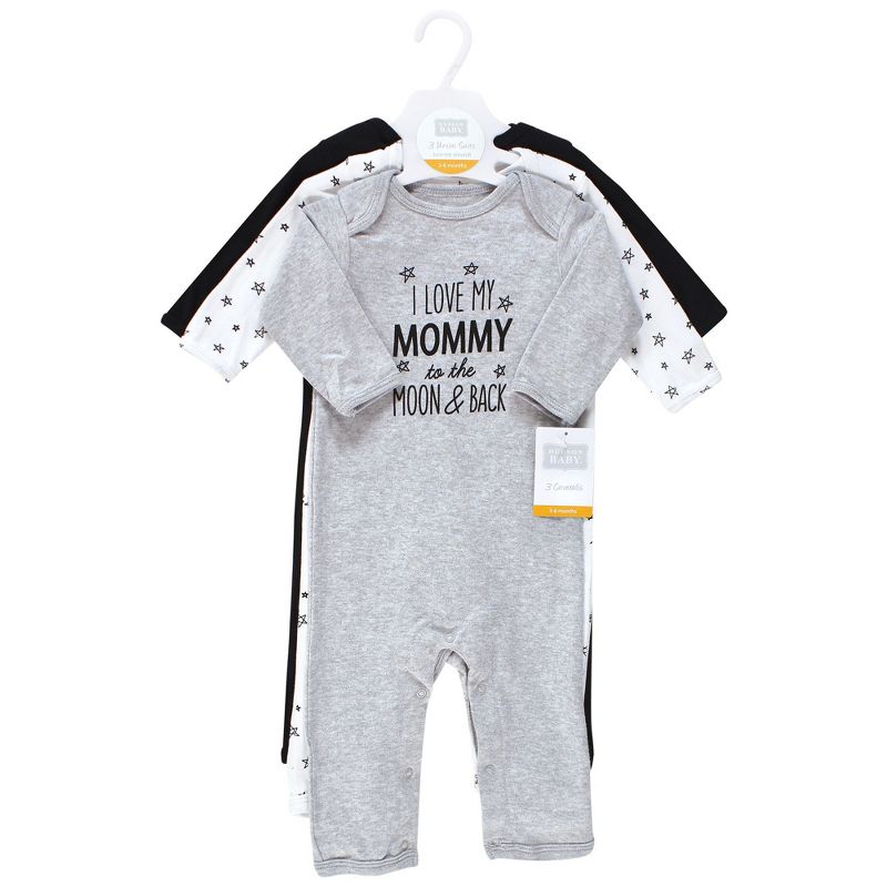 Hudson Baby Infant Boys Cotton Coveralls, Mom Dad Moon Back, 2 of 6